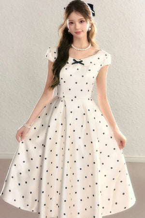 French Polka Dot Bow Dress