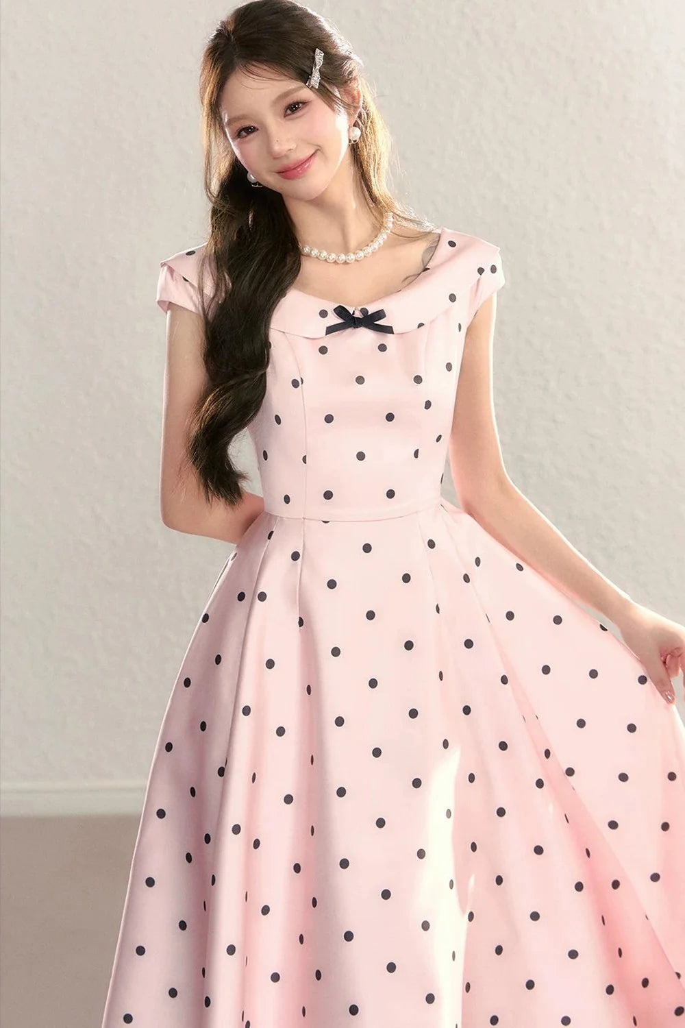 French Polka Dot Bow Dress