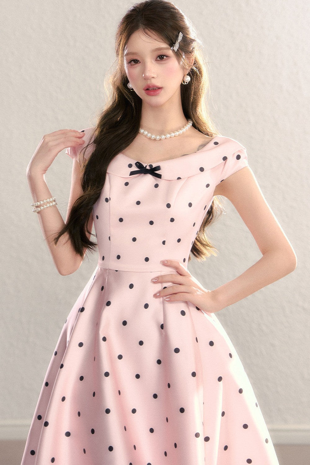 French Polka Dot Bow Dress