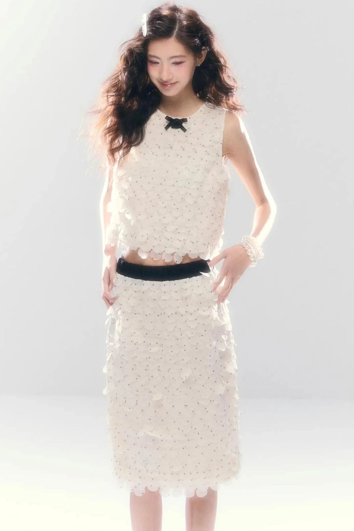 French Polka Dot Chiffon Skirt Set-Up