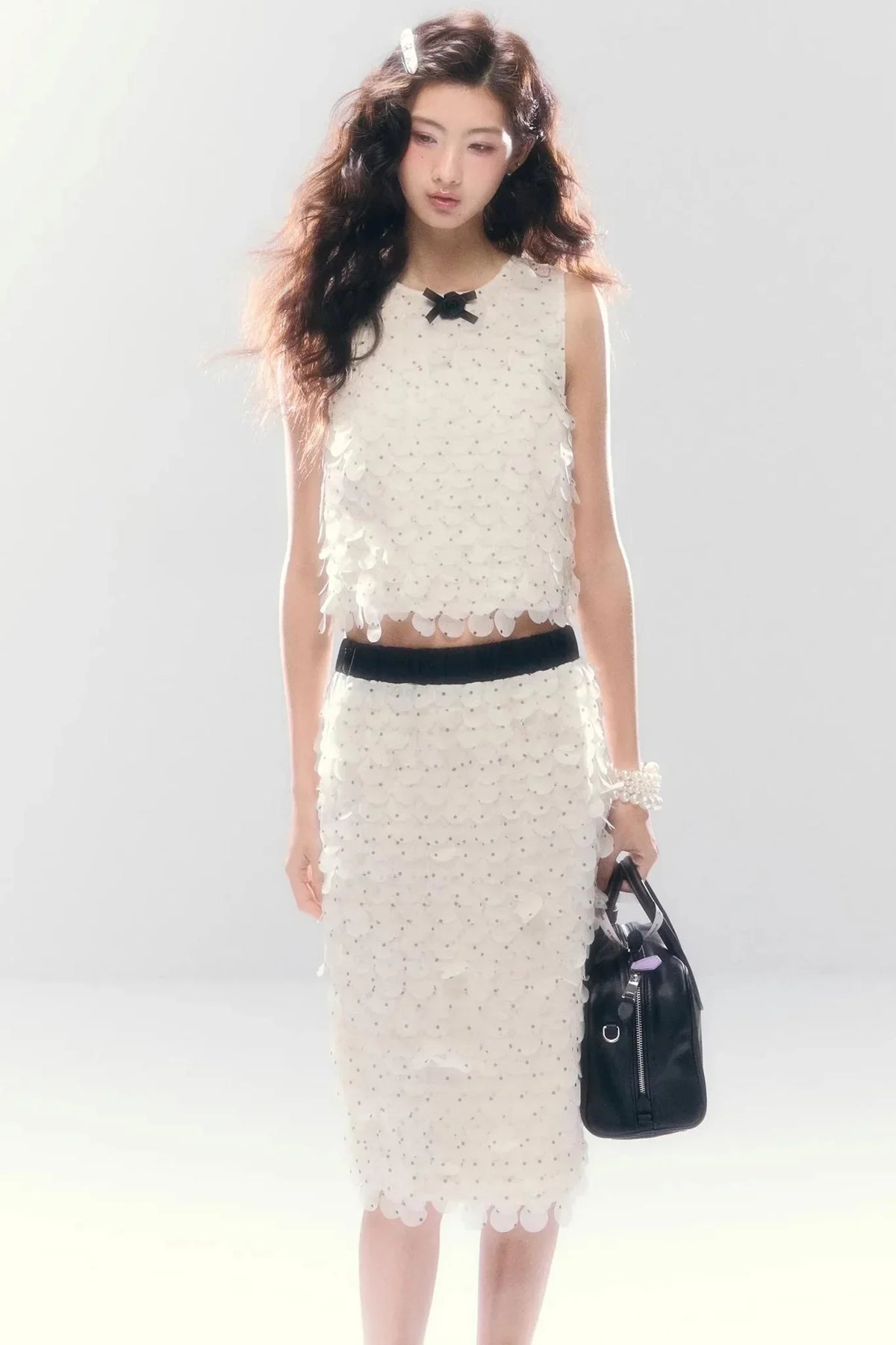 French Polka Dot Chiffon Skirt Set-Up