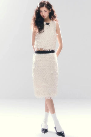 French Polka Dot Chiffon Skirt Set-Up