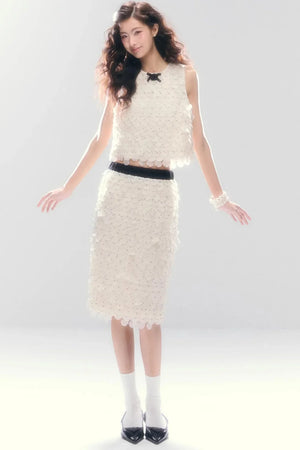 French Polka Dot Chiffon Skirt Set-Up