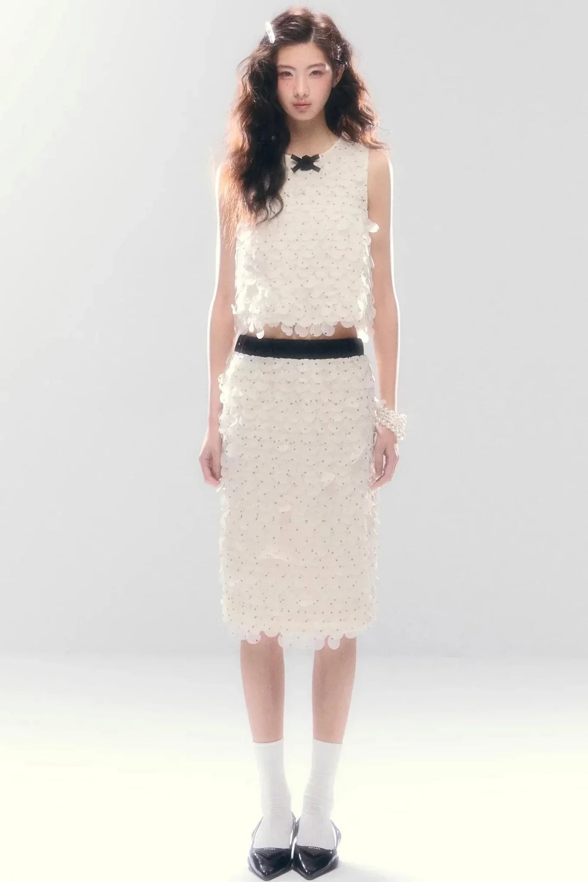 French Polka Dot Chiffon Skirt Set-Up