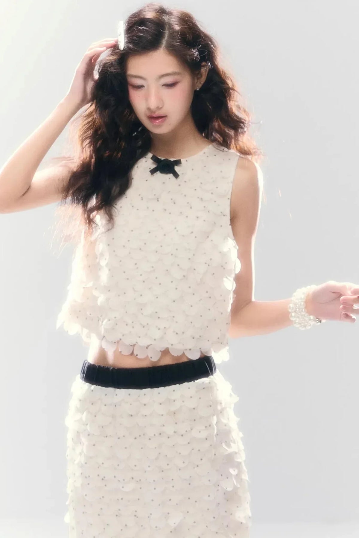French Polka Dot Chiffon Skirt Set-Up