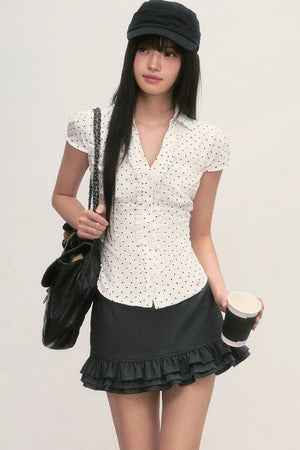 French Polka Dot Puff Blouse