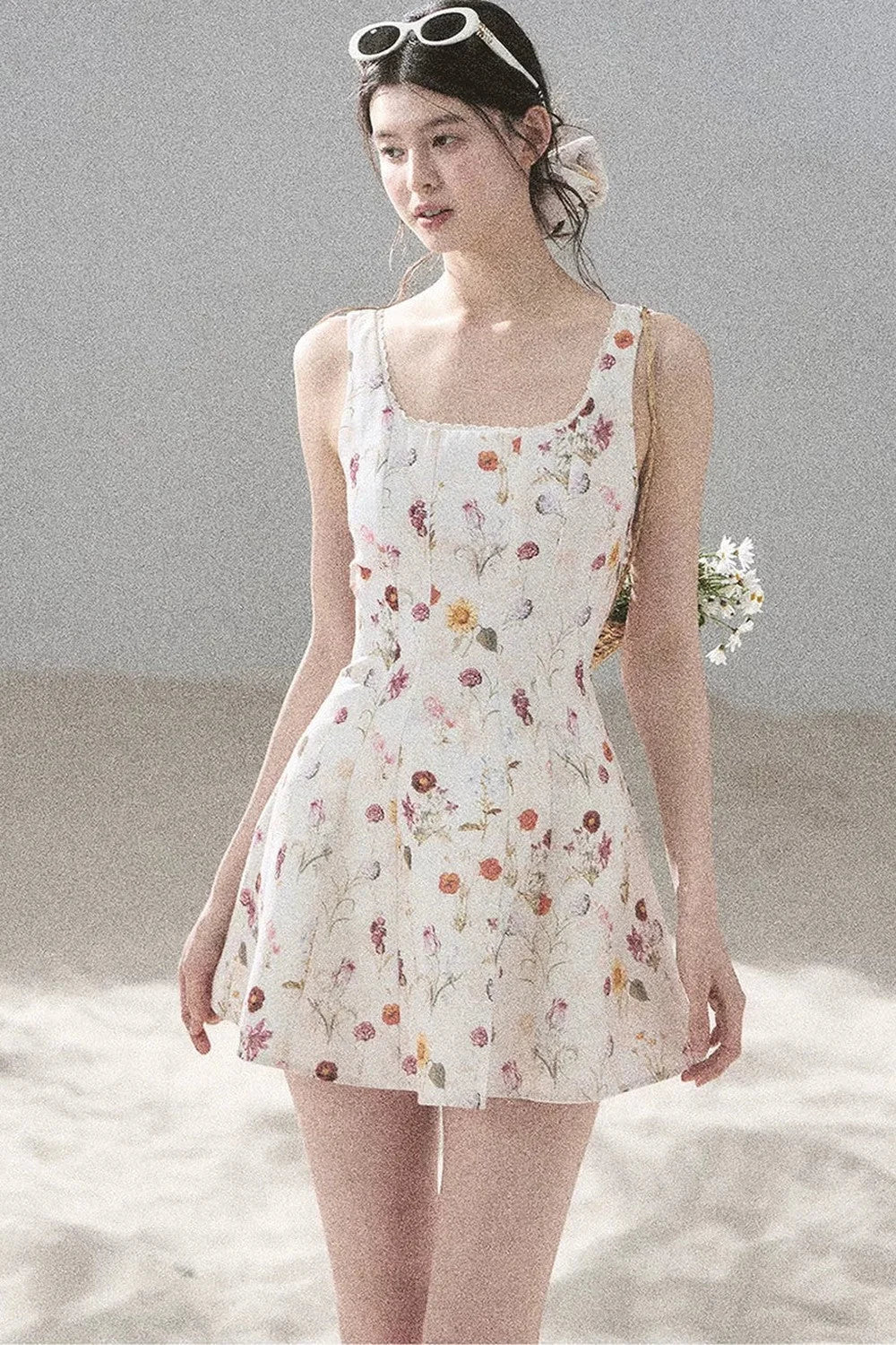 French Puff Lace Floral Dress