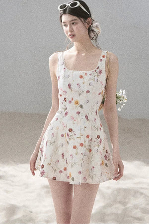 French Puff Lace Floral Dress