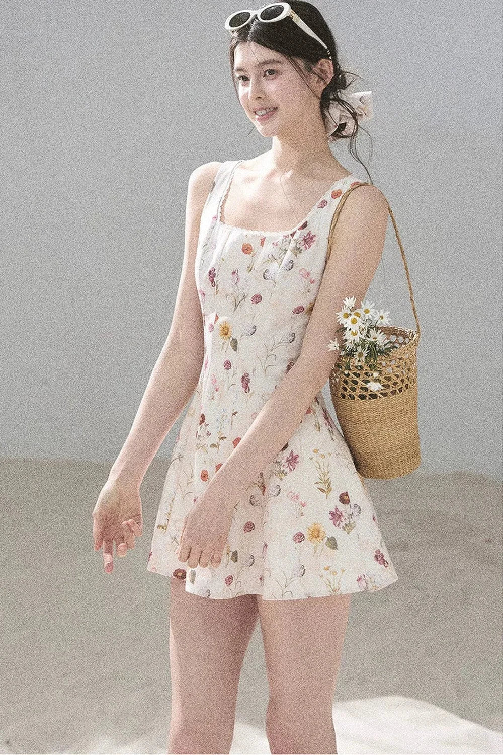 French Puff Lace Floral Dress