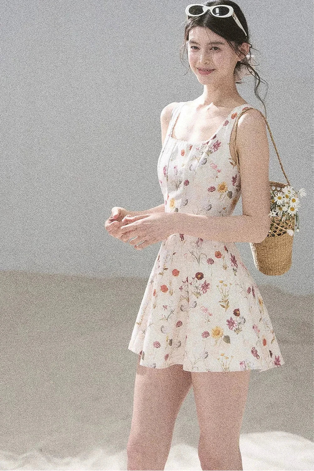 French Puff Lace Floral Dress