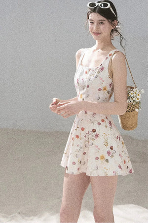French Puff Lace Floral Dress