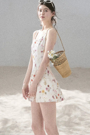 French Puff Lace Floral Dress