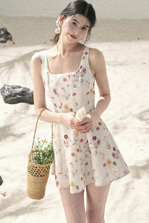 French Puff Lace Floral Dress