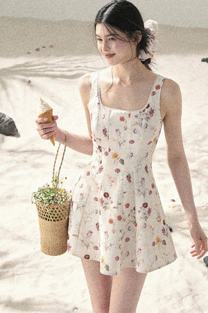 French Puff Lace Floral Dress