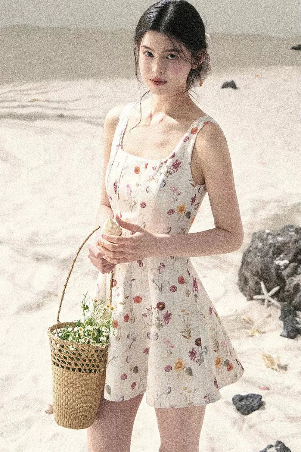 French Puff Lace Floral Dress
