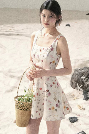 French Puff Lace Floral Dress