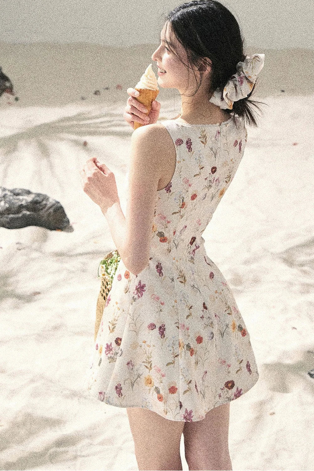 French Puff Lace Floral Dress