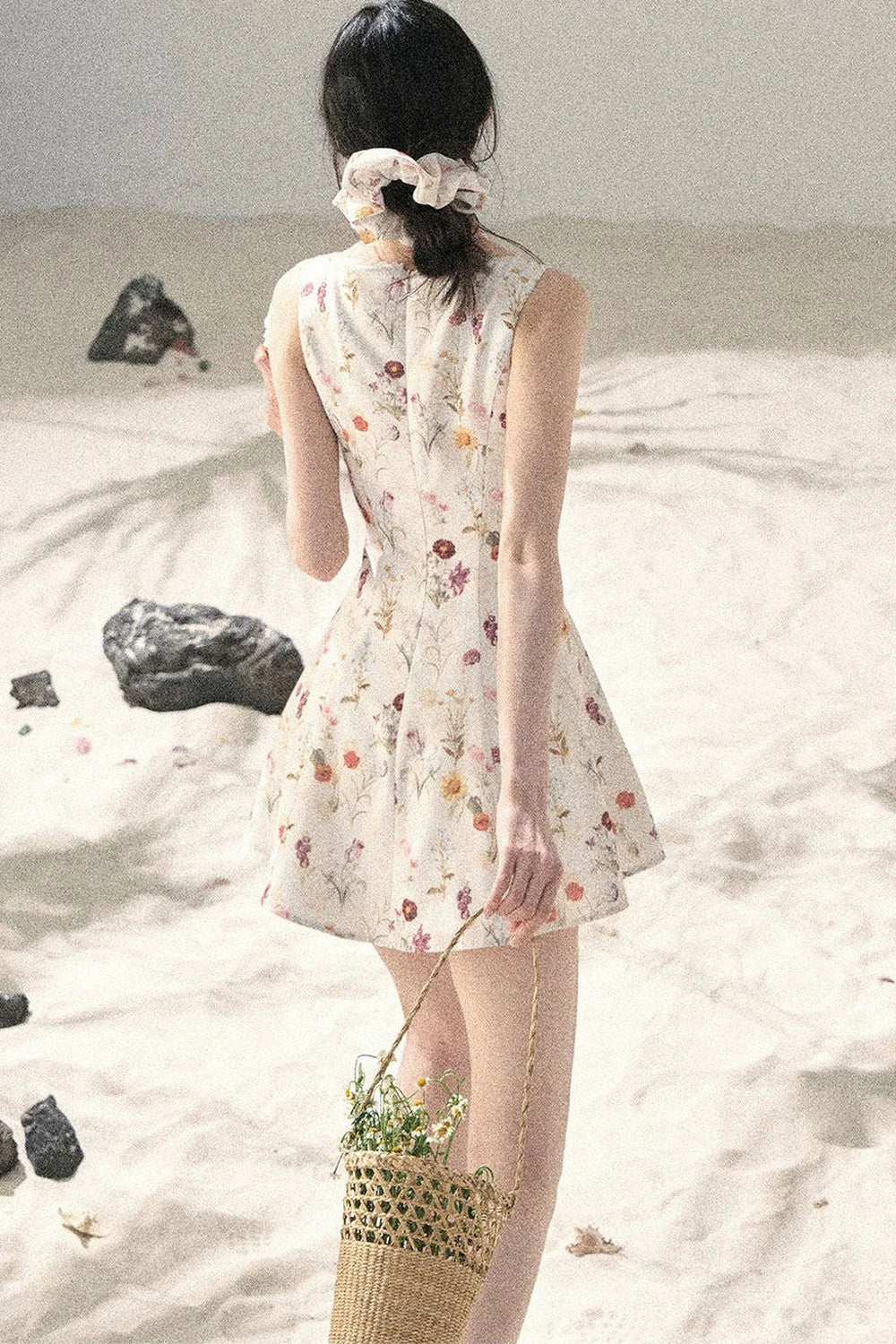French Puff Lace Floral Dress