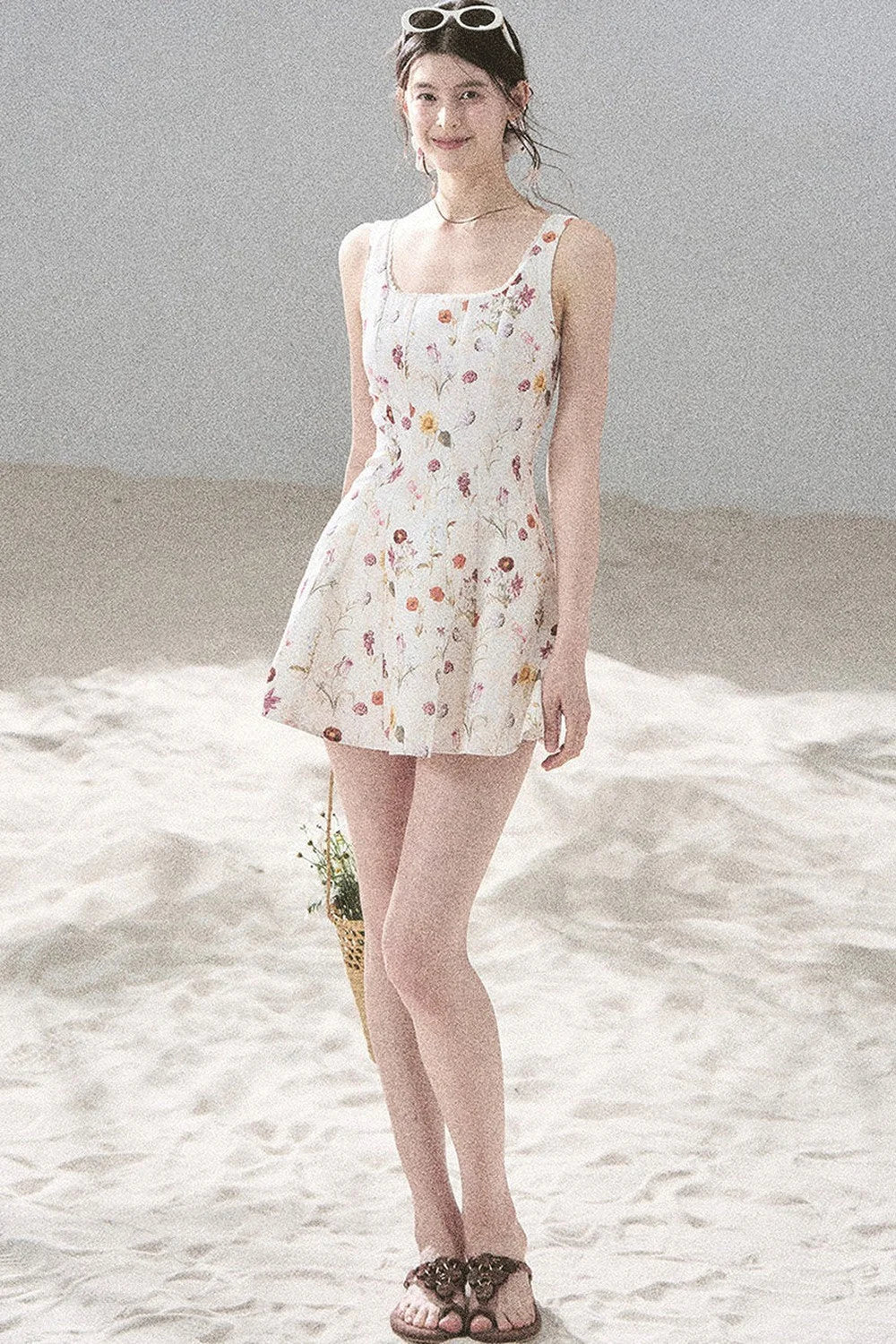 French Puff Lace Floral Dress