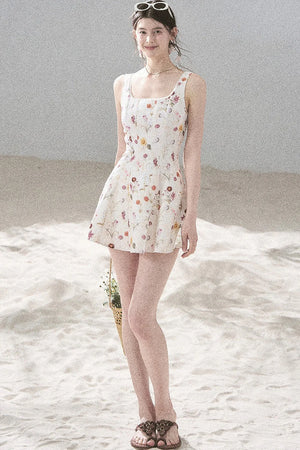 French Puff Lace Floral Dress