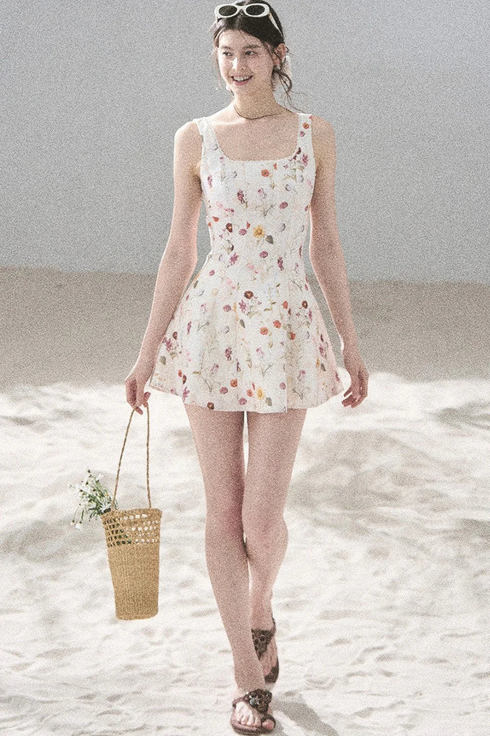 French Puff Lace Floral Dress