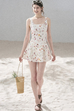 French Puff Lace Floral Dress