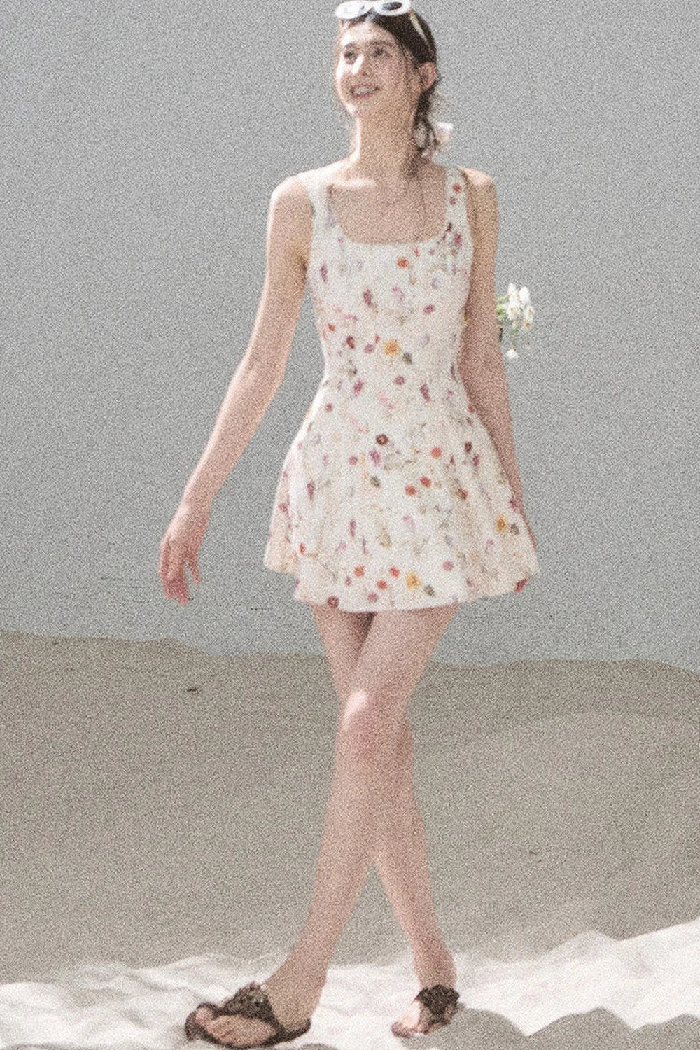 French Puff Lace Floral Dress
