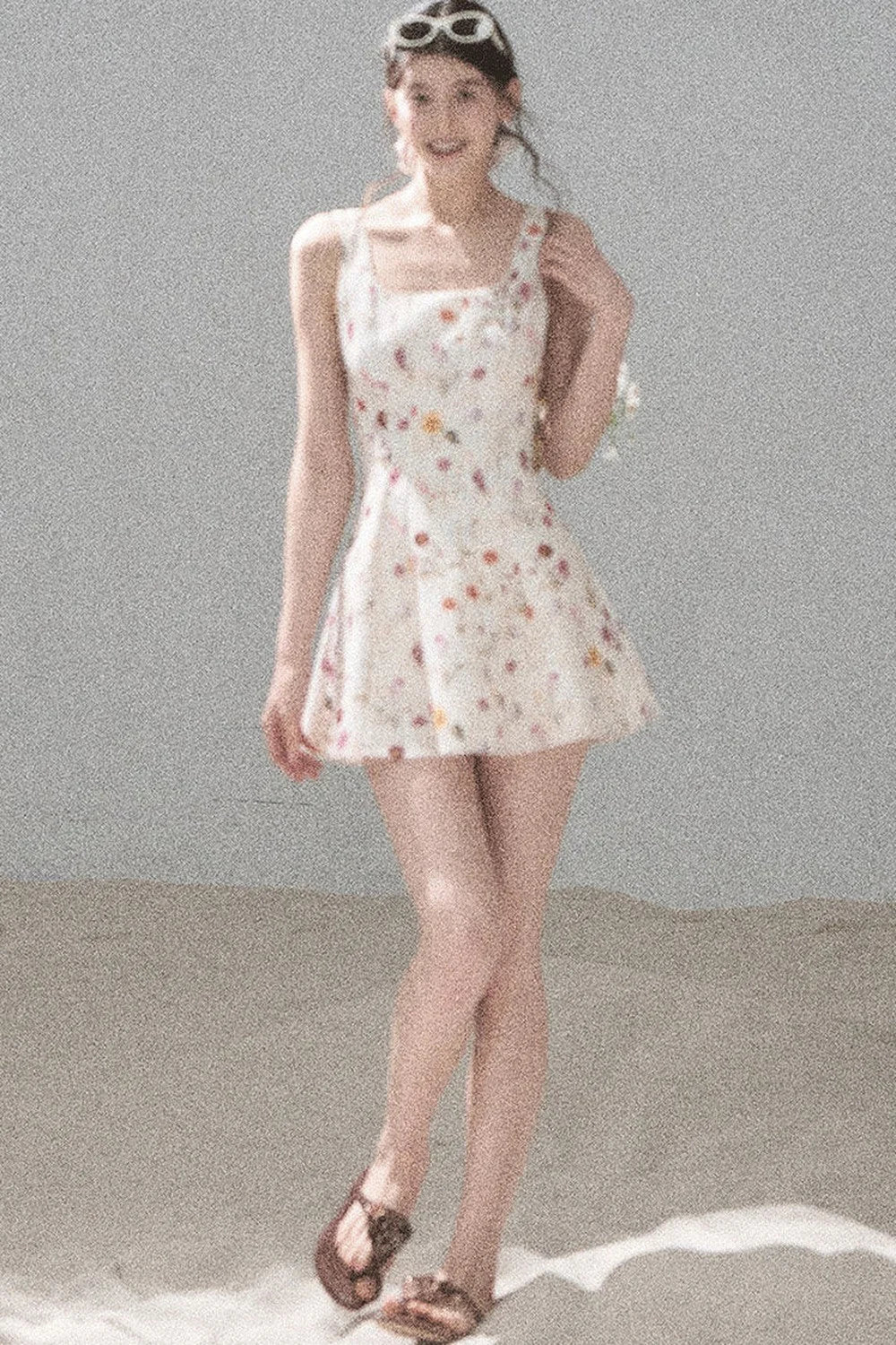 French Puff Lace Floral Dress