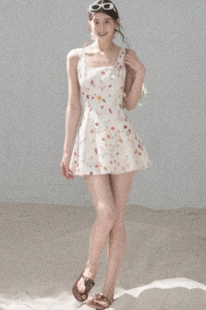 French Puff Lace Floral Dress