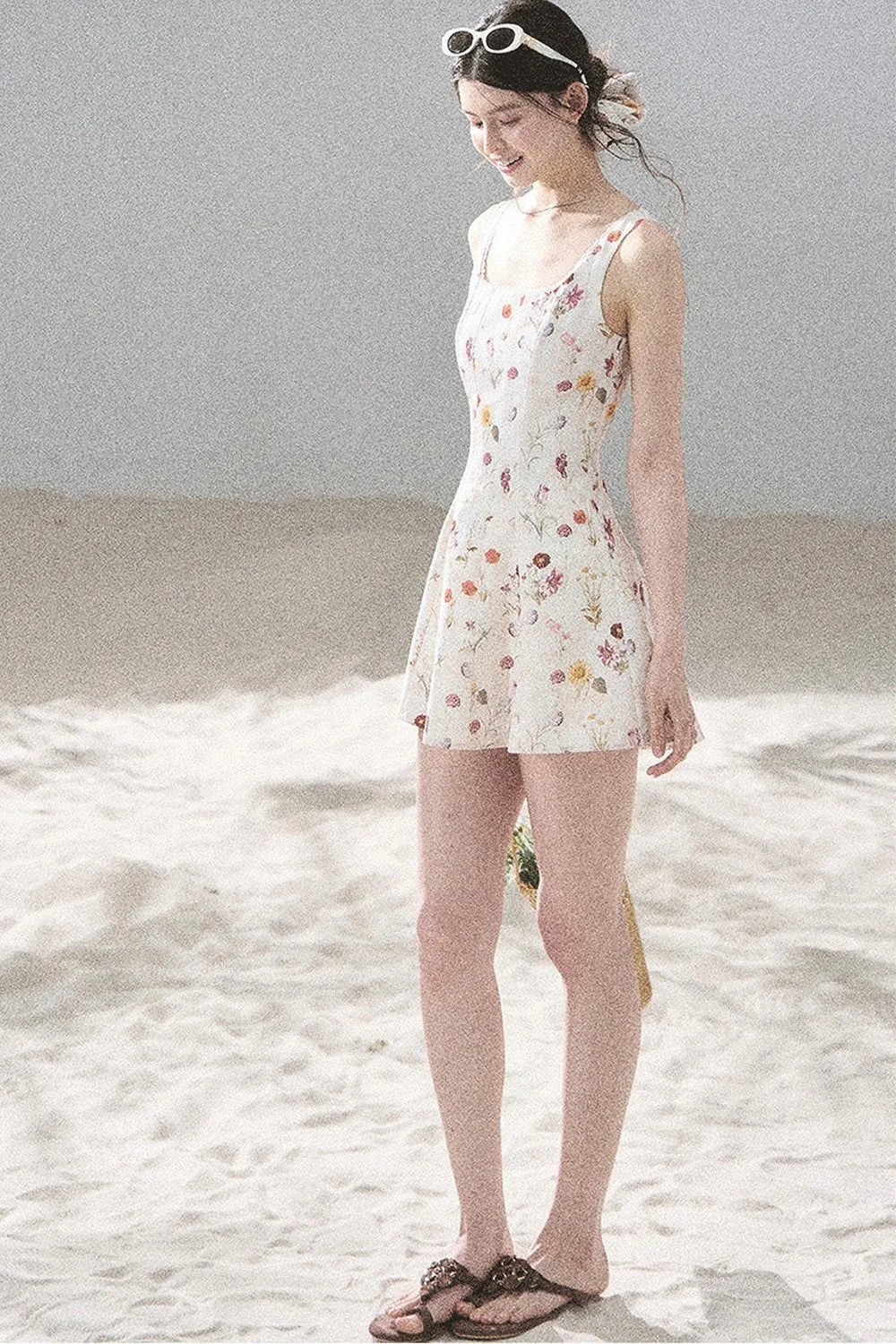 French Puff Lace Floral Dress