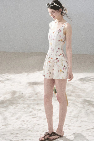 French Puff Lace Floral Dress