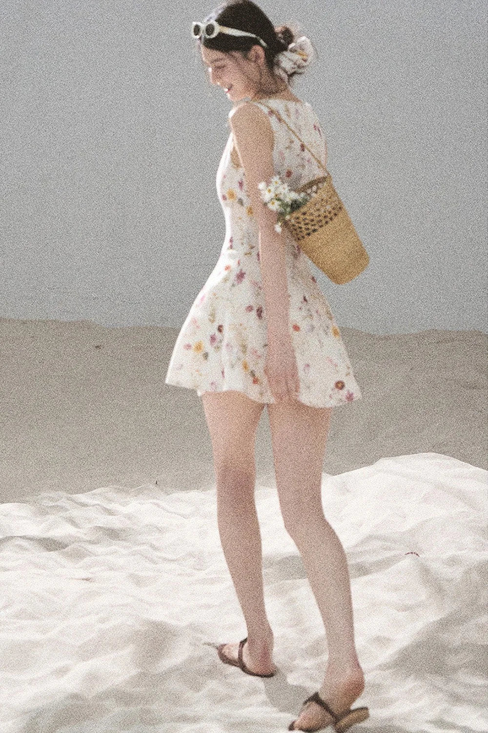 French Puff Lace Floral Dress