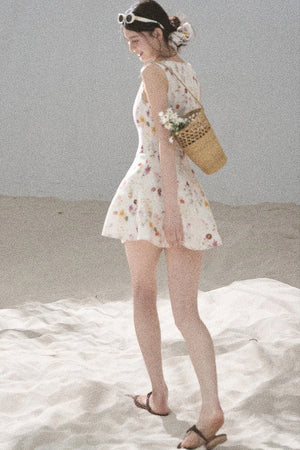 French Puff Lace Floral Dress