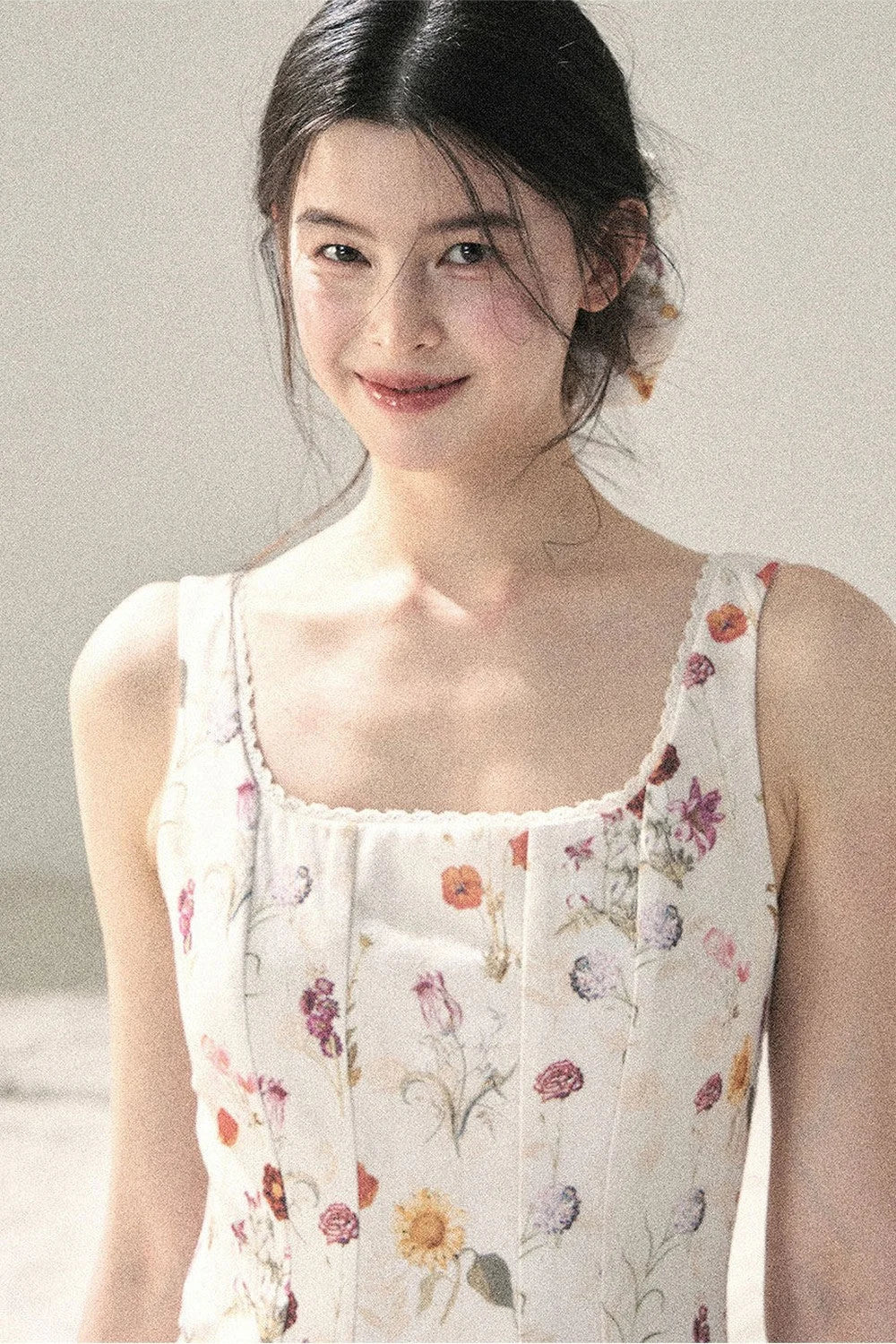 French Puff Lace Floral Dress