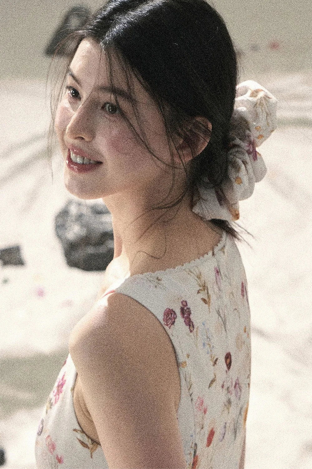 French Puff Lace Floral Dress