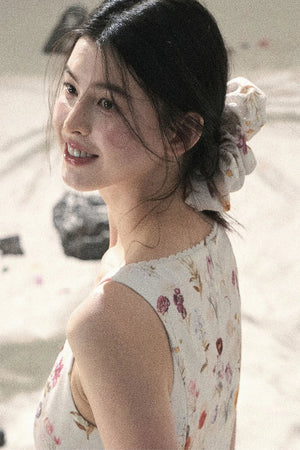 French Puff Lace Floral Dress