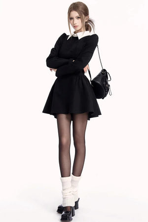 French Retro Color-Blocking Dress