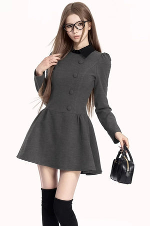 French Retro Color-Blocking Dress