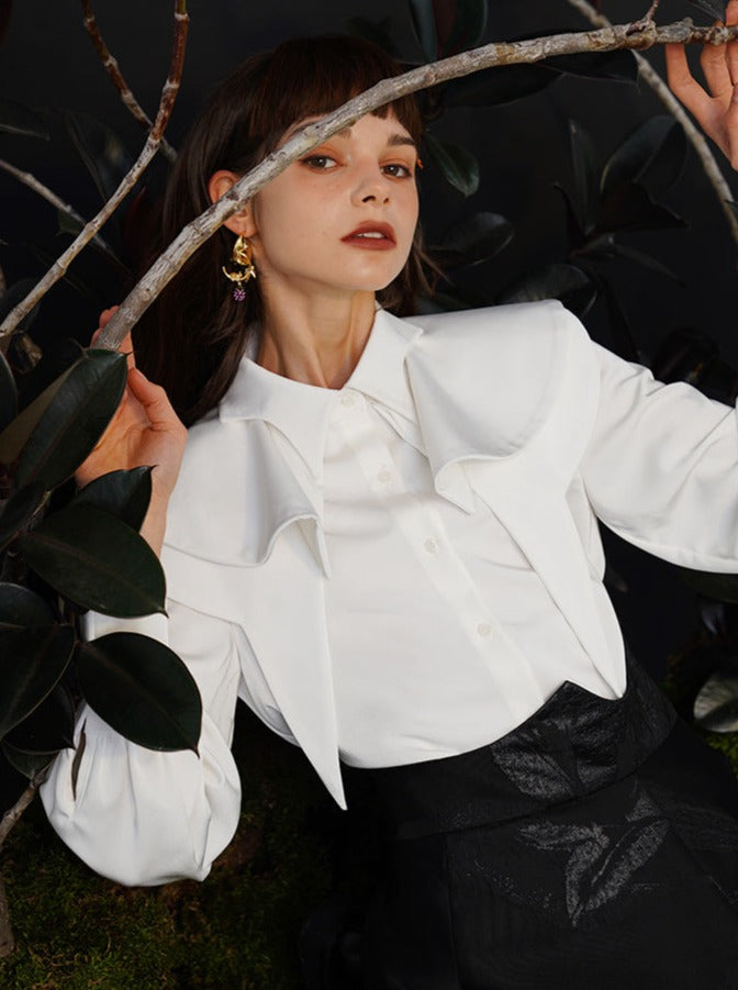 French retro detachable cloak shirt