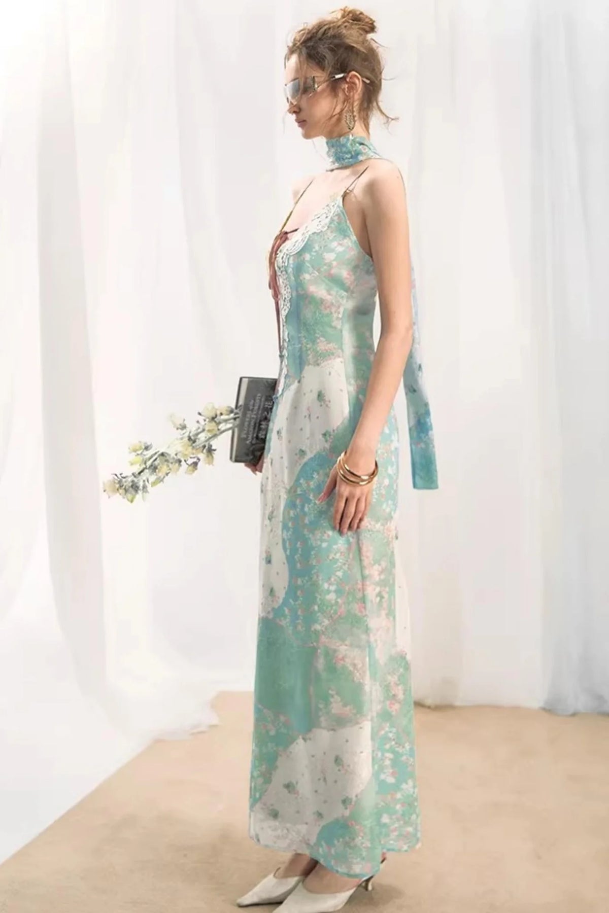 French Retro Lace Patchwork Dress