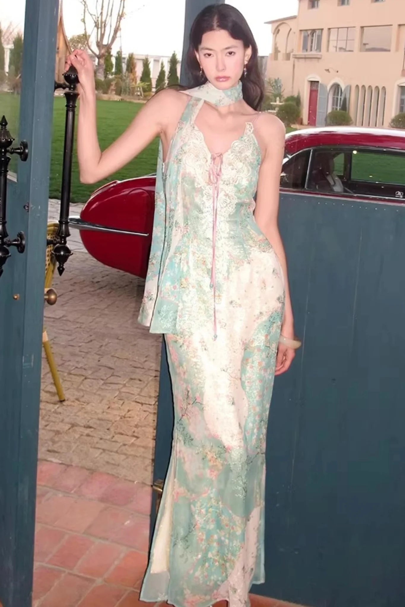 French Retro Lace Patchwork Dress