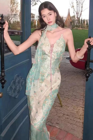 French Retro Lace Patchwork Dress