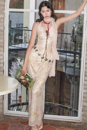 French Retro Lace Patchwork Dress