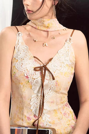 French Retro Lace Patchwork Dress