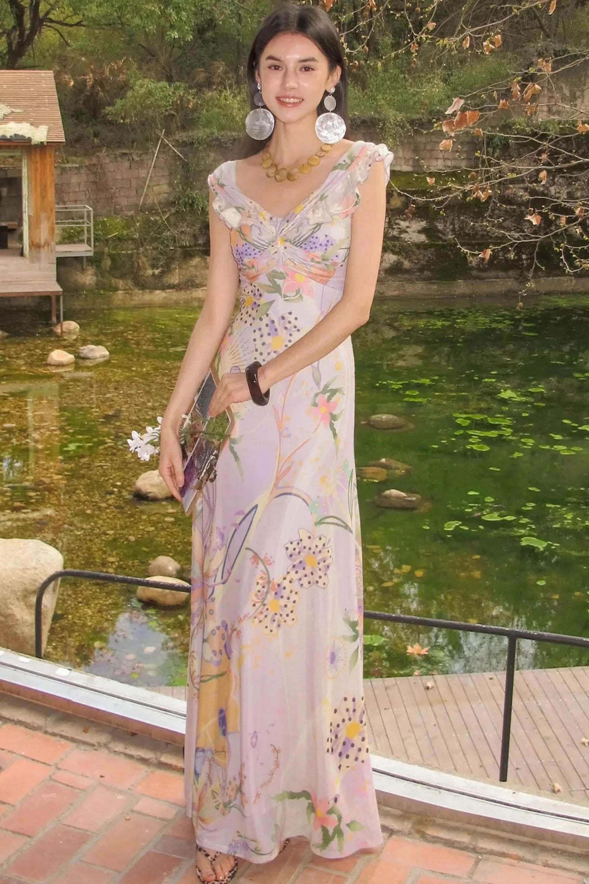 French Retro Off-Shoulder Bodycon Floral Dress
