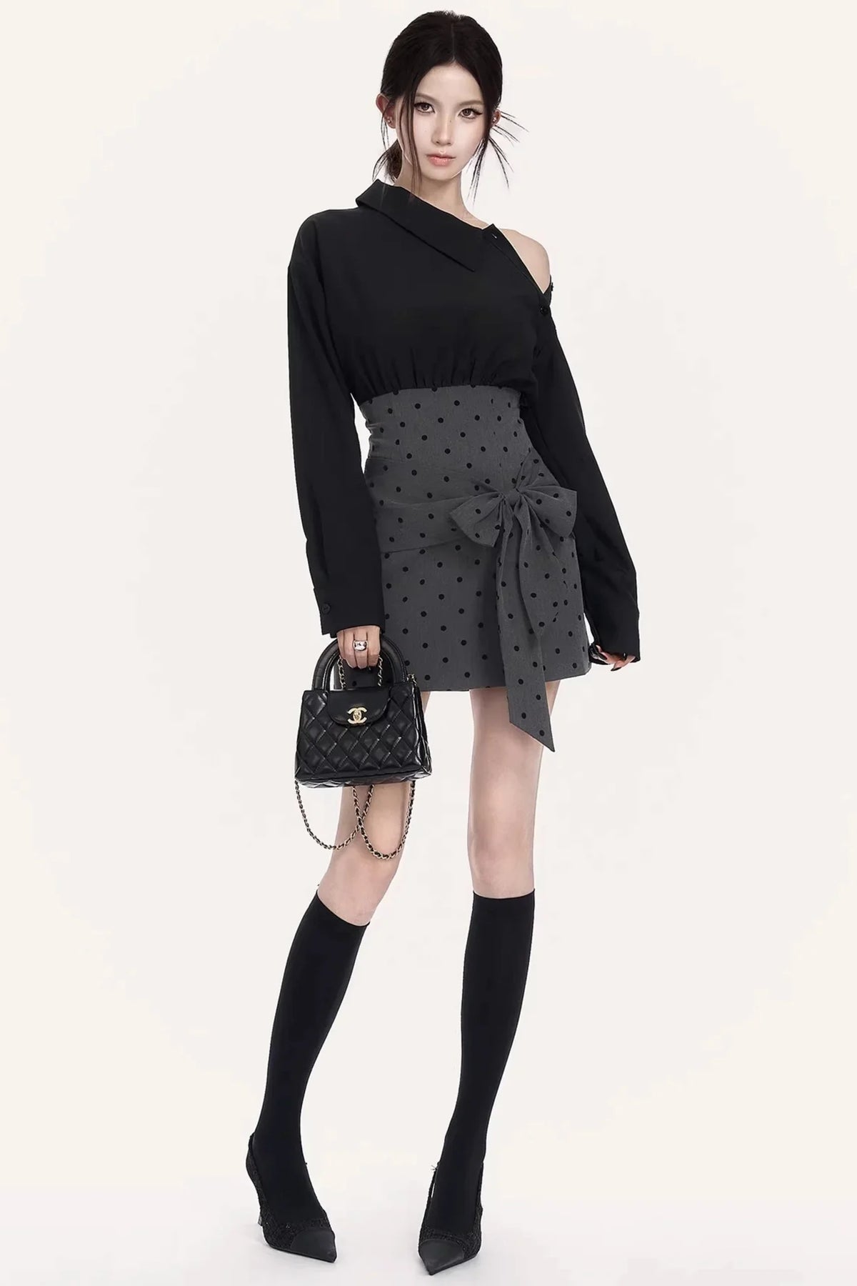 French Retro Polka Dot Dress