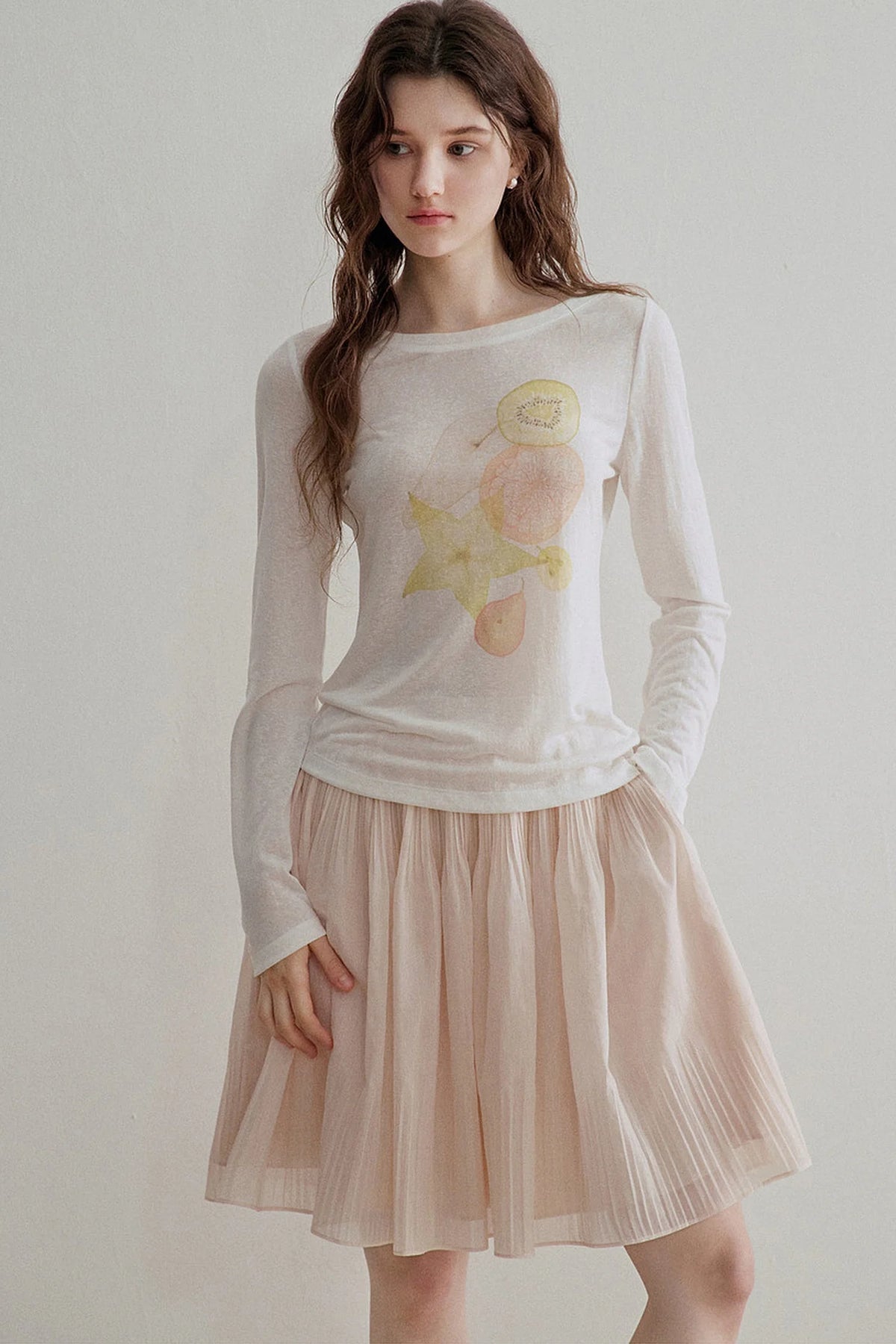 French Ruched A-Line Skirt
