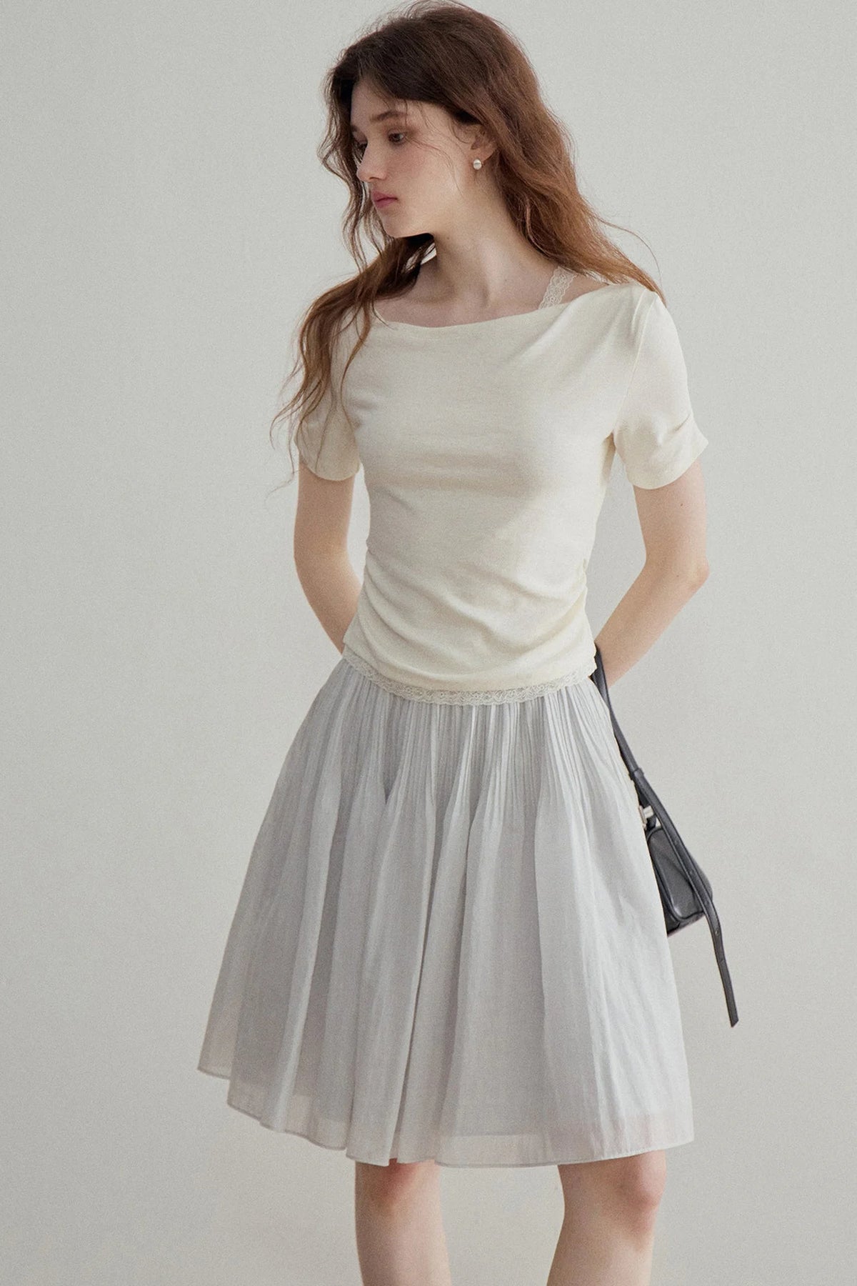 French Ruched A-Line Skirt