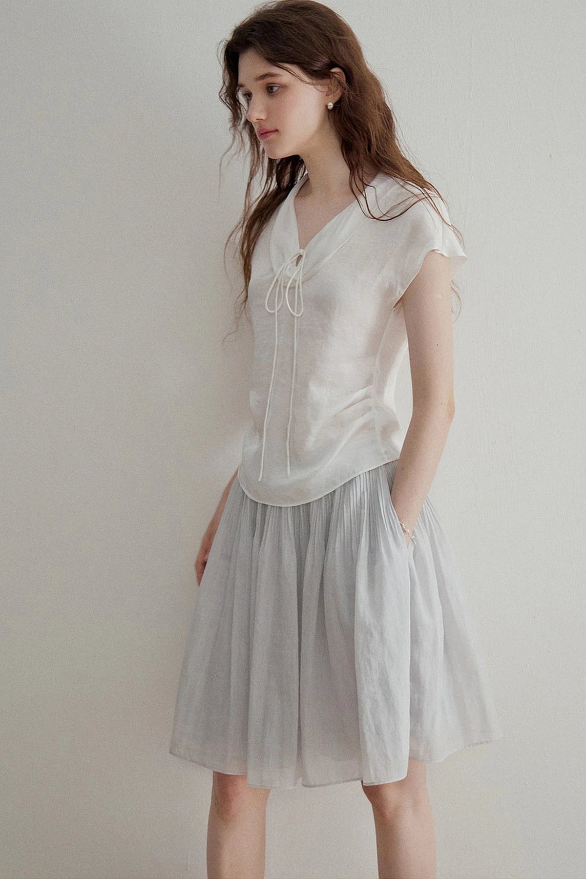 French Ruched A-Line Skirt