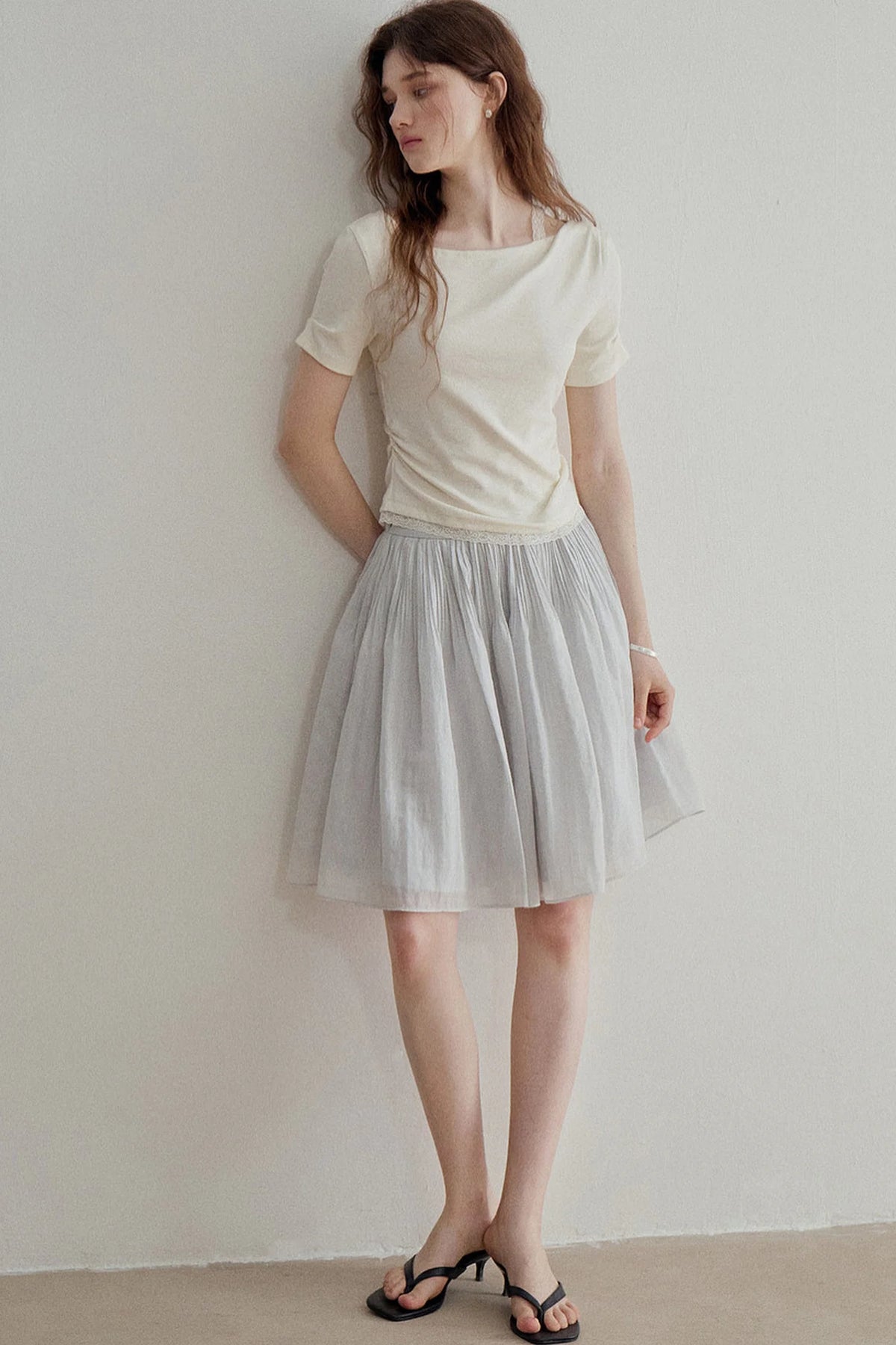 French Ruched A-Line Skirt